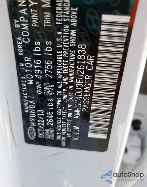 2014 Hyundai Genesis 3.8L from USA, damaged, VIN KMHGC4DD3EU261838